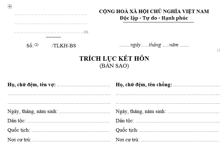 Thủ tục cấp bản sao trích lục kết hôn?